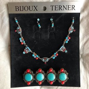 Southwestern style necklace,earrings & bracelet set is new & has never been worn
